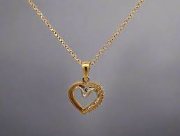 10K Yellow Gold .20TCW Baguette Diamond Open Heart + 14K Link Necklace – Mr. Steve's Pawn Shop