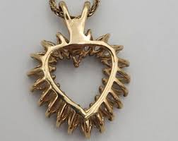 14k Yellow Gold CZ Heart Necklace - Etsy