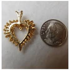 14K YG Diamond Open Heart Pendant. For Sale at Ruby Lane