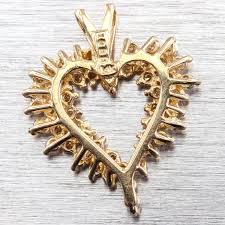 14K Gelbgold Diamant Moderne herzförmige Damenanhänger - 3.7g - Etsy.de