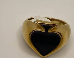 Vintage Black Spade Golden Stainless Steel Ring - Etsy New Zealand
