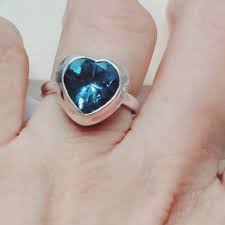 Handmade Heart Swiss Blue Topaz Ring: Adjustable Sterling ...