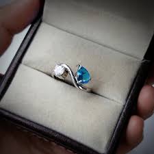 Blue Topaz and Moissanite Two Stone Ring/ Toi Et Moi Ring ...
