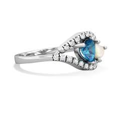 London Topaz Opal Mother Child ring - 14K White Gold ...