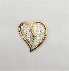 Vintage Signed Panetta Pave Clear Rhinestone Heart Brooch / Pendant | eBay