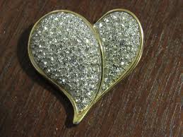 Swarovski Signed Heart GOLD TONE Brooch Pin | eBay