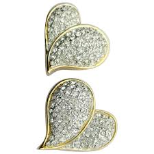Vintage 1990s Swarovski Signed Heart Clip On Earrings. For Sale at Ruby Lane