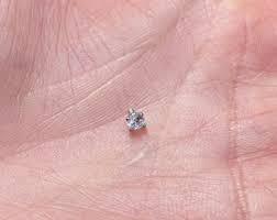 Dermal Top With 3mm Natural Diamond Labret Stud With 14K Solid Yellow or White Gold - Etsy