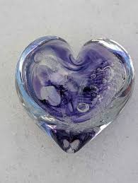 Stunning purple heart glass paperweight signed with bubbles ...