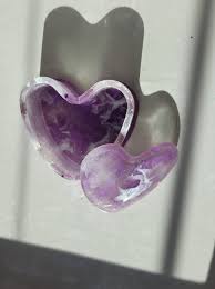 Purple and White Heart Shaped Resin Jewelry Box With Real ...