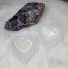 Selenite Heart Bowl~ Trinket Tray Carving for Charging ...