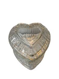 Vintage Very Large Glass Cut Heart Trinket/Jewelry Box For Dresser Appr. 4”x5” | eBay