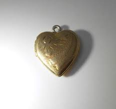 Vintage Heart Locket Pendant Hand Engraved 14k Gold Filled Art Nouveau RA Mono | eBay