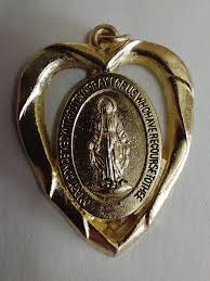 Vintage Catholic Heart Shaped Miraculous Medal Mary ...
