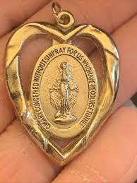 Blessed Virgin Mary Heart Shape Gold Tone Metal | eBay