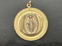 Vintage 1830 Miraculous Mary Medal: Gold Tone Catholic ...