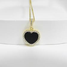 Heart Necklace, Necklace of Jennifer Aniston,celebrity Inspired Necklace, Onyx Necklace - Etsy