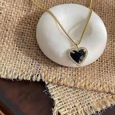 Neiman Marcus | Jewelry | Neiman Marcus Black Love French Heart Chain Necklace | Poshmark