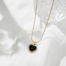Charm Gold Color Snake Chain Heart Pendant Necklace for Women Girls 2022 Trendy Crystal Black Heart Necklace Fashion Jewelry - AliExpress
