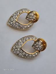 Nina Ricci Gold (Swarovski Crystal) Heart Earrings