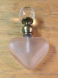 Vintage Pink Frosted Matte Glass Heart Perfume Bottle w ...