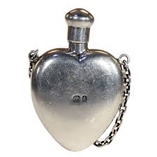 Antique Sterling Silver Heart-Shaped Perfume Bottle Pendant