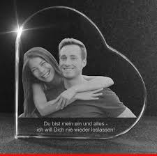 2D Glass Heart With Desired Photo / Desired Text - Etsy