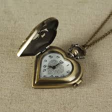Vintage Heart Shaped Quartz Hollow Pendant Pocket Watch ...