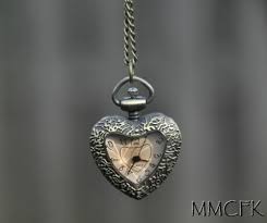 Valentine Pocket Watch Necklace Bronze Antique Charm Heart ...