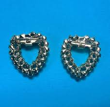 2 Vintage Faux Pearls Red Rhinestone Heart Brooch Matching ...