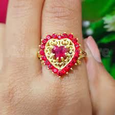 Vintage Art Deco Engagement Ring, 2.20 Ct Heart Shape Red ...