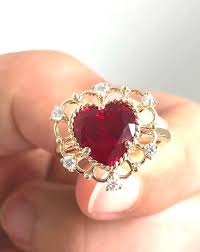 Heart Ruby Ring Red Stone Ring Art Deco Ring July Birthstone ...