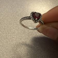 Elevated Red Heart Ring Sterling silver Pandora Size 7 | eBay