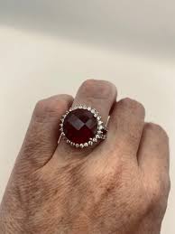 Vintage Red Bohemian Garnet Ring 925 Sterling Silver Size 8 – Nemesis Jewelry NYC