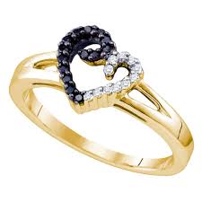 Sterling Silver Black Color Enhanced White Diamond Yellow ...