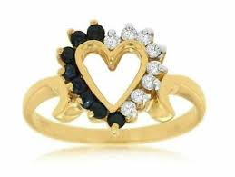 ESTATE .19CT DIAMOND & AAA SAPPHIRE 14K YELLOW ...