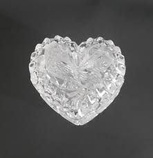 Crystal Heart Shaped With Etched Bird and Frosted Heart ...