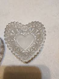 LOT OF 2 ~ 3" CUT GLASS HEART SHAPED JEWELRY CONTAINERS ...