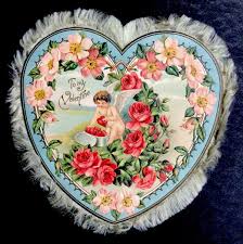 Vintage Heart Shaped Valentine Card Fuzzy Edge Cupid Hearts ...