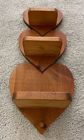Vintage Wooden Triple Heart Rack Display Shelf Decor Wood ...