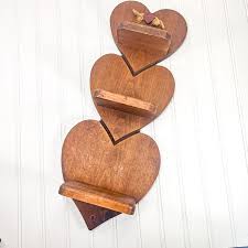 Vintage Midcentury Modern Wooden Heart Hanging Shelf - 3 ...