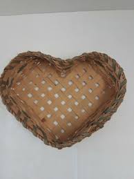 Vintage Natural Heart Shape Wicker Basket For Displaying Or Hanging | eBay