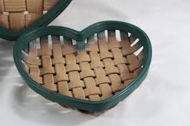 RH River Hill Pottery Set 3 Basketweave Heart Shaped Nesting Bowls Green | eBay