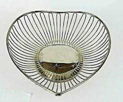 VTG Chrome Wire Basket Heart Shape Shabby Chic For Fruit ...