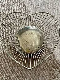 Vintage Silver Basket Heart Wire 12” Basket International ...
