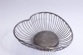 Silver, Heart Shaped Basket, Wire Bowl, 7" Wide, Outdoor ...