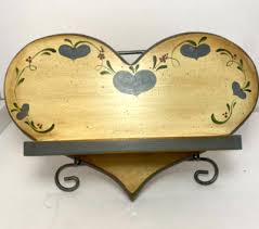 Tole Painted Wooden Heart Shaped Shelf Vintage | eBay