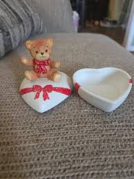 Vintage 1980 Enesco Lucy and Me Bear Heart Shaped Trinket ...