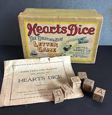 Antique Parker Brothers Game Of Hearts Dice 1914 in Original ...
