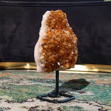 Citrine Cluster on Metal Stand – Stoneage Natural Rocks
